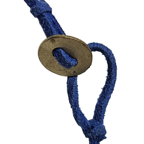 Boho Gold Tone Bead Blue Suede Cord Necklace Minimalist Fashion Jewelry Women - Picture 4 of 6